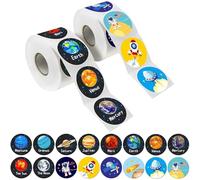 Astronaute Autocollants, Autocollant Planète Cosmique en Rouleau 1000 Pièces Sticker de Astronaute Étiquette Adhésives Rouleau pour Enfants Cadeau Anniversaire Décoration et Bricolage