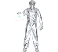 Astronaute Aventure Space Costume Argent Casque Gants Bottes Carnaval Voyageur de l'espace galactique, Taille : 48 - 50 (M) Couleur : Argent
