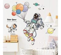 Astronaute Ballon Chien Stickers Muraux Vaisseau Spatial Planète Bricolage Autocollant Pour Chambre D'Enfants Dessin Animé Balle Jardin D'Enfants Papier Peint, Autocollants 3D Pour Chambre Garçons