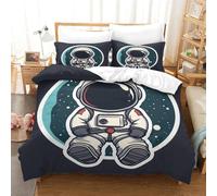 astronaute Bedding 3 Pièces Homme de l'espace Duvet Cover Set with Pillow Shams-Soft Brushed Microfiber Fabric-Wrinkle,Shrinkage And Fade Resistant-Easy Care Luxury Soft Bedding simple（140x200cm）