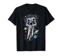 Astronaute Boombox Jamming in the Galaxy Retro Music Space T-Shirt