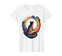 Astronaute Cat Space Imaginaire Graphique coloré T-Shirt Graphique avec Valeur, Femme, Blanc, M