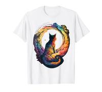Astronaute Cat Space Imaginaire Graphique coloré T-Shirt Graphique avec Valeur, Homme, Blanc, M
