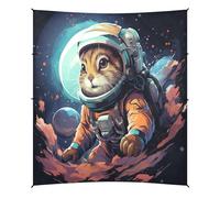 Astronaute Chat Cool Tente de Plage Facile à Monter,Abri Solaire pour Le Camping avec Sacs de Sable,Pelles à Sable pour Les Pique Niques en Plein Air