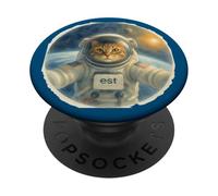 Astronaute Chat Kitty in Space Astrocat Drôle PopSockets PopGrip Adhésif