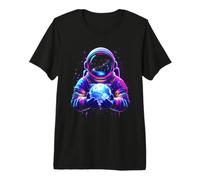 Astronaute Cosmique Tenant la Terre dans Une scène Spatiale T-Shirt Haut de Gamme