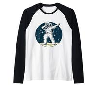 Astronaute Dabbing on The Moon Outer Space Funny Graphic Manche Raglan
