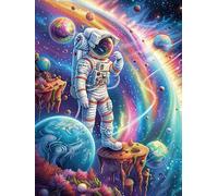 Astronaute dans la Galaxie Cosmique 500 Pièces Puzzle Adolescent en Carton Rigide Animal de Conte de fées d'accompagnement Difficulté Moyenne Activité Éducative Voyage Déplacement Cadeau Anniversaire