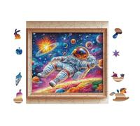 Astronaute dans l'espace 100 Pieces Casse-tête Personne Âgée en Carton Épais Haute Densité Facile Débutant Thérapie Occupationnelle Anti-Stress Petit Prix 28x28cm