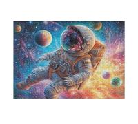 Astronaute dans l'espace et la Galaxie Puzzles 300 Pièces pour Adultes Vision 3D Challenge Divertissant Créatif Famille Relaxation Art Décoration Moderne 300 PCS