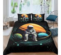 Astronaute De l'espace Ensemble Housse De Couette 90X190 Cm 3D Imprimé, 3 Pièces Parure De Lit pour Enfants, Microfibre Housse De Couette avec Fermeture À Glissière Et 2 Taies d'oreiller -16901755821
