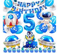 Astronaute Décoration Anniversaire 5 Ans,51 Pcs Espace Anniversaire Ballons,Fusée Deco Garcons Filles Anniversaire,Space Ballons Aluminium,Kit Anniversaire avec Gâteau Decoration