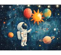 Astronaute Diamond Painting Planète Peinture Diamant Adulte, 5D DIY Diamond Painting Kit Complet, Tableau Perle Diamant, Strass Point de Croix Paintings pour Décoration Murale Salon 100x135cm K9-3400