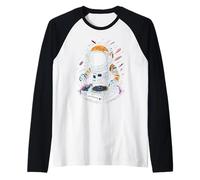 Astronaute DJ DJing Jouant des platines dans l'espace Femmes Enfants Hommes Manche Raglan