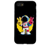 Astronaute Double Signe de Paix rétro Pop Graphic Space Suit Coque pour iPhone SE (2020) / 7/8