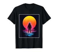 Astronaute du Coucher du Soleil T-Shirt Graphique avec Valeur, Homme, Noir, S