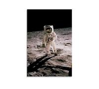 Astronaute Edwin « Buzz » Aldrin Standing on The Moon after The Apollo 11 Landing Poster décoratif sur toile Art mural pour salon, chambre à coucher, art mural, impression photo familiale moderne