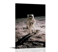 Astronaute Edwin « Buzz » Aldrin Standing on The Moon after The Apollo 11 Landing Poster décoratif sur toile Art mural pour salon, chambre à coucher, art mural, impression photo familiale moderne
