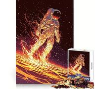Astronaute en Flammes Puzzle 1000 pièces pour Adultes Stimulation Cognitive Loisirs et Plaisir Fixation Solide Joyeux Noël (50x75cm)