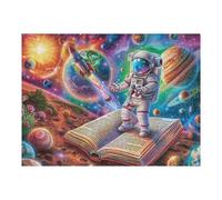 Astronaute Espace Lecture 500 Pièces Puzzle Personne Âgée en Carton Anti-Déchirure Facile Débutant Anti-Stress Thérapie Occupationnelle Cadeau Anniversaire Pas Cher 500 PCS