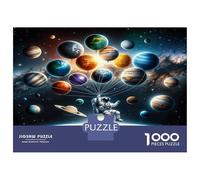 Astronaute et Ballons planétaires 1000 Pièces Puzzle Classique Joie de L'Aventure Cosmique Puzzle Adultes Voitureton Épais - Ados 12-18 Ans, Logique, pour Amateurs Puzzles 38x26cm/1000pcs
