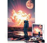 Astronaute et Explosion sur Une planète Extraterrestre Puzzle de 1000 pièces pour Adultes Stimulation Cognitive et mémoire Évasion sereine Découpe précise Cadeau de Noël (38x26cm)