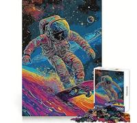 Astronaute et Skateur Puzzle de 1000 pièces pour Adultes Jeu de mémoire Passe-Temps agréable Assemblage Solide Cadeau d'anniversaire (38x26cm)