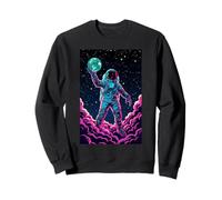 Astronaute Explorateur Univers Tenant la Terre Fusée Terre Sweatshirt