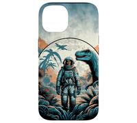 Astronaute exporing Planet in Dinosaur Era Trippy Fantasy années 60 Coque pour iPhone 14
