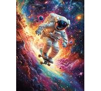 Astronaute Faisant du Skateboard dans l'espace 1000 Pieces Casse-tête Amateur d'art en Carton Haute Densité Mythes Conte de fées Difficile Niveau Expert Décoration Murale Salon Cadeau Fête des