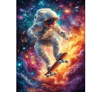 Astronaute Faisant du Skateboard dans Une nébuleuse Cosmique Puzzles 500 Pièces pour Adultes Educa Décoratif Activité De Soirée Famille Relaxation Artistique Cadeau De Noël 500 PCS