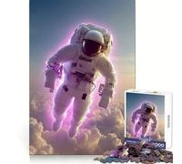 Astronaute Flottant au-Dessus des Nuages, Puzzle Rose Phosphorescent de 1000 pièces pour Adultes, Exercice Mental, Divertissement Anti-Stress, Bords Nets, Cadeau attentionné (38x52cm)