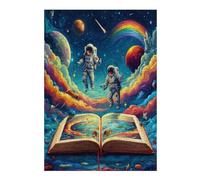 Astronaute Flotte dans l'espace Puzzles 300 Pièces pour Adultes Vision 3D Challenge Divertissant Créatif Famille Relaxation Art Décoration Moderne 300 PCS