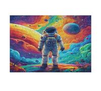 Astronaute Flotte dans l'espace Puzzles 300 Pièces pour Adultes Vision 3D Moderne Educa Divertissement Créatif Famille Jeu De Réflexion Décoration Intérieure 300 PCS