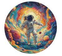 Astronaute Flotte dans l'espace Rond Puzzle 68 Pièces pour Univers Spatial Adultes Enfants Forme d'animal DIY Résumé Paysage des Cadeau Original Décoration Murale Classique 68 PCS