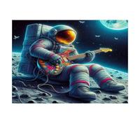 Astronaute Guitare Lune 1000pcs Mini Puzzle pour Famille Cadeau | 38x26cm Carton Décor Salon Structure Durable Cadeau D'anniversaire Soulagement De L'anxiété