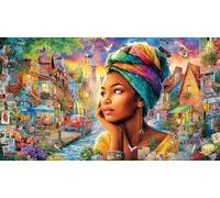 Astronaute in Fantasy Space Village Puzzle 1000 pièces en Papier recyclé pour Adultes - Cadeau Amusant & Activité Familiale Décoration Murale 38x52/1000pcs