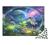 Astronaute Jardin Spatial Puzzle 1000 Pièces Jeu de Puzzle 1000 Pièces Papier Art Science Fiction Détente Décoration Cadeau Famille 38x26cm/1000pcs