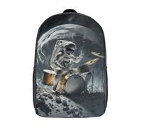Astronaute jouant de la batterie Sacs à dos pour enfants ,Sac à dos pour enfants de grande capacité, Enfants imprimés en 3D, Cartable pour étudiants, Sac d'école pour enfants garçons filles 17 pouces