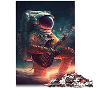 Astronaute Jouant de la Guitare Puzzle 1000 pièces pour Adultes Puzzles en Bois Cadeaux de Noël pour Adultes 50x75 cm