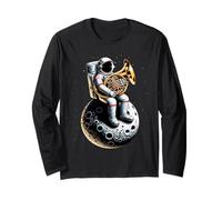 Astronaute Jouant du cor français sur la Lune Manche Longue