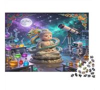 Astronaute Laboratoire de Sciences de l’Espace Puzzle 1000 Pièces Papier pour Adultes Scène de Nuit Focus Décoration Maison Cadeau Famille 52x38cm/1000pcs
