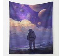 Astronaute Marche Spatiale jeté de canapé Violet couverture flanelle Cosmos plaid polaire 100 x 150 cm pour canapé lit salon chambre chambre d’amis léger doux sieste voyage déco maison soirée film