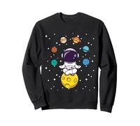 Astronaute Méditant Zen Yoga Planètes Univers Vintage Sweatshirt
