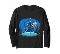 Astronaute Moon Landing Independence Day 4 juillet Drapeau USA Manche Longue