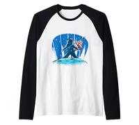 Astronaute Moon Landing Independence Day 4 juillet Drapeau USA Manche Raglan