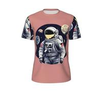 Astronaute On The Moon 1 Imprimé Élégant Été Hommes T-shirt à manches courtes Léger Respirant Activités de plein air, Noir/blanc, S
