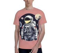 Astronaute on The Moon 1 T-shirt imprimé à manches courtes pour homme décontracté vêtements d'été respirant confortable usage quotidien, Noir/blanc, M