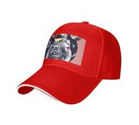 Astronaute on The Moon Casquette de baseball réglable pour toute l'année, Rouge, Taille unique