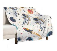 Astronaute Plaid Enfant Homme de l'espace Plaid Tout Doux Lit Plaid Jeté Confortable Couverture De Voyage pour Enfant Adolescents Cadeaux De Noël 150x200cm